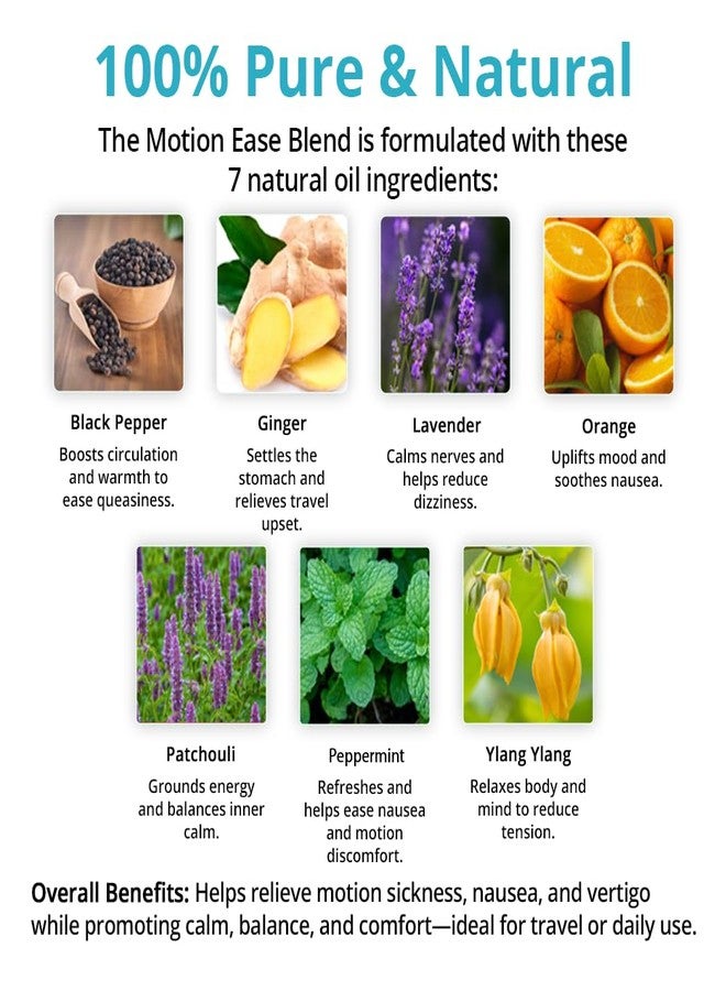 mEssentials Wild Essentials Motion Ease 100% Pure Essential Oil Synergy Blend, 10ml, Formula for Motion Sickness, Nausea, Upset Stomach, Vertigo, Dizzy, seasick, carsick. Made and Bottled in The USA (1) - Image 2